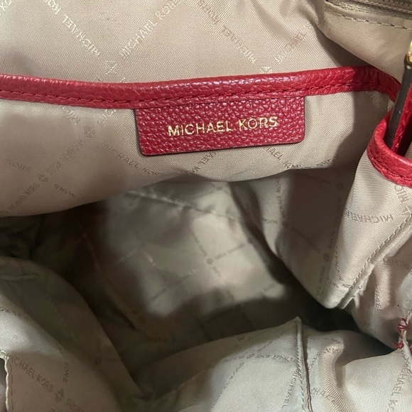 Michael Kors Emmy Dome large red leather backpack with adjustable straps EUC main image 6